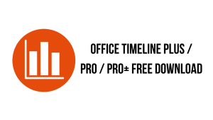 "Office Timeline Crack" - A software icon with a broken chain link symbolizing the unauthorized use of Office Timeline software.